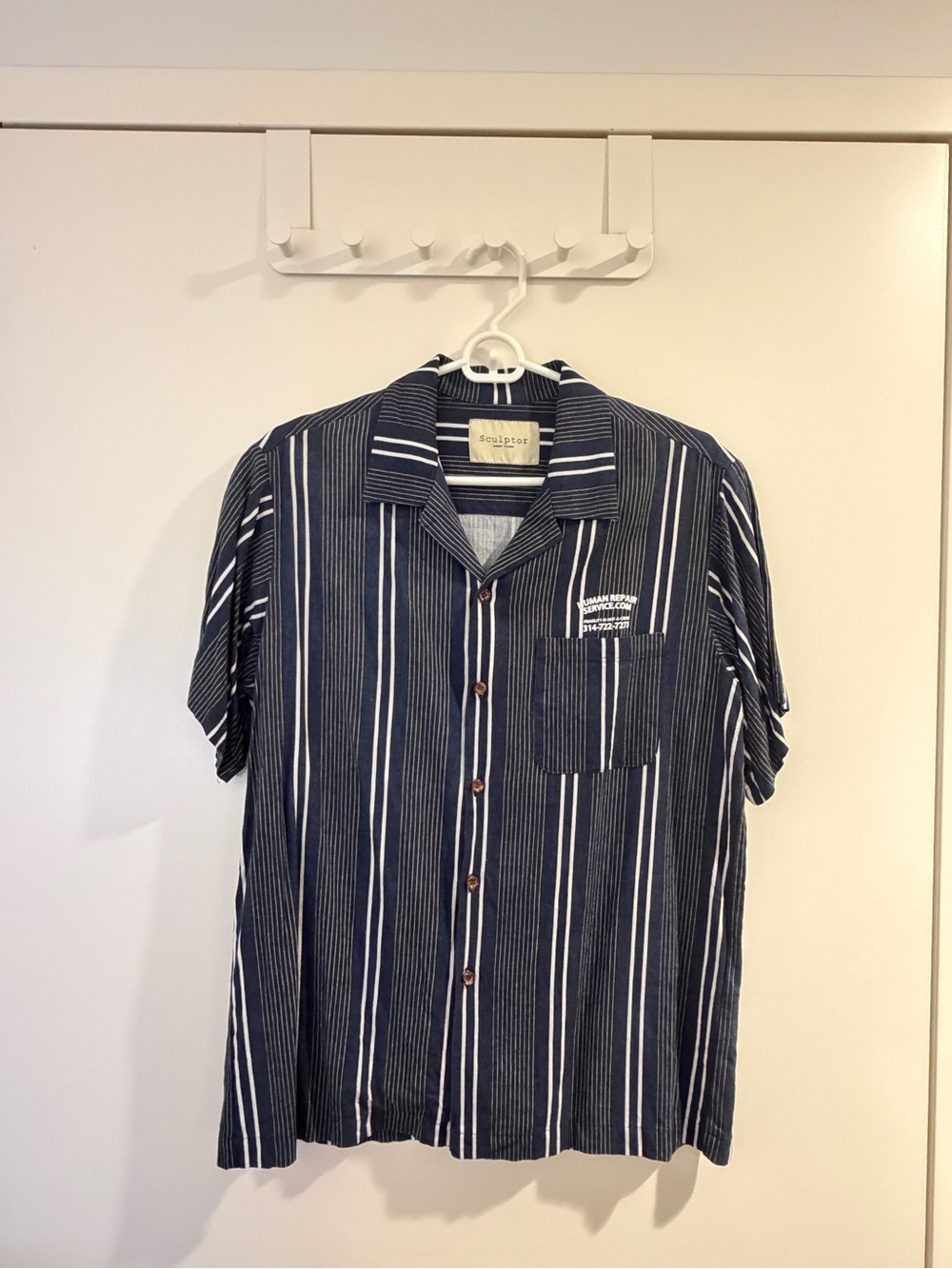 Classic Navy Green Stripe Short-Sleeve Shirt
